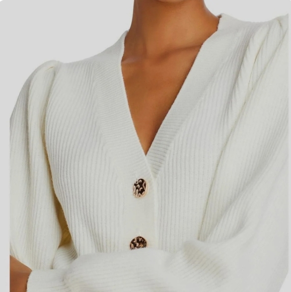 The Kooples Rib Merino Wool Cardigan in Cream - Picture 9 of 16